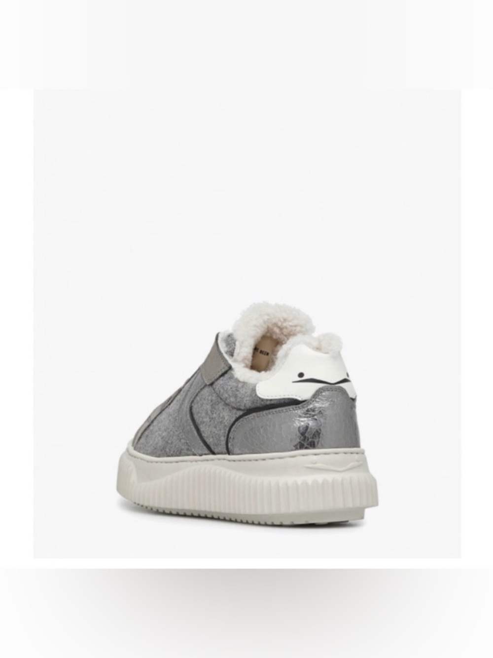 NWT VOILE BLANCHE LIPARI Charcoal Grey Fur Suede and Felt Sneakers - Picture 4 of 16